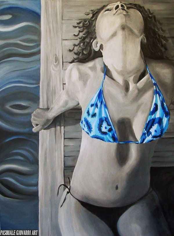 Original "On The Dock" Canvas Print by Pasquale Giovanni