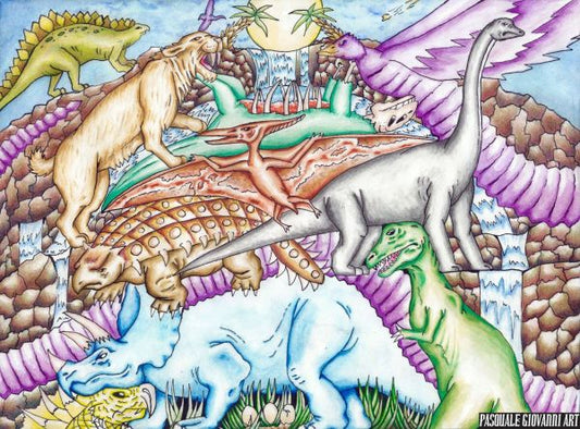 Original "Triassic Evolution" Print by Pasquale Giovanni