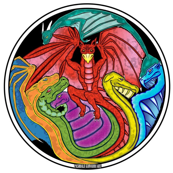 Original "Dragon Bowling" Print by Pasquale Giovanni